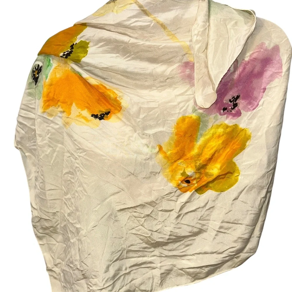 Spring Poppies Floral orange purple print scarf shawl pareo 54